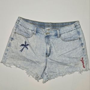 AERIE Cut Off Denim Summer Decal Shorts